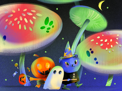 Trick or' treat 🎃 animal crew characters crew dark ghost glow halloween mushrooms pumpkin spooky trick or treat witch