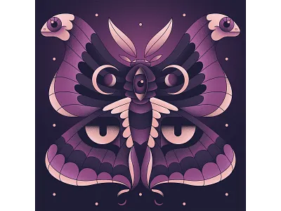 A moth with many faces adobe creepy eyes faces halloween illusion illustration illustrator lifework moon moth muti night photoshop present purple texture vector wings