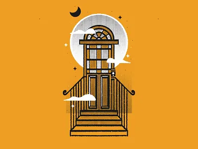 Doorknob clouds door doorknob doors drawing environment handmade illustration landscape porch procreate series sky texture vintage