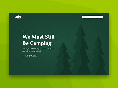 REI :: 404 Page 404 camping concept daily ui daily ui challenge design error green illustration outback outside page not found rei trees ui ux vector website