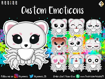 Kitsune Emoticon Concept🎨 (SOLD) cartoon chibi design emoji fiverr gamer illustration illustrator logo metaverse nft opensea streamer twitch youtube