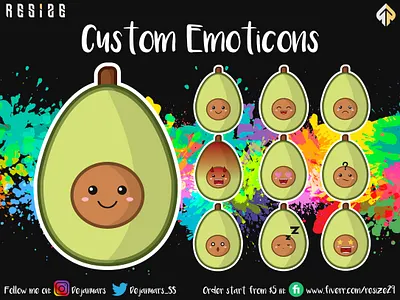 Avocado Emoticon Concept🎨 (SOLD) cartoon chibi customemoji emoji emotes emoticon gamer gaming graphic design illustration illustrator mascot nft opensea sticker streamer twitch twitchemotes vector youtuber