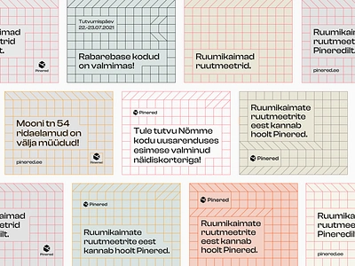 Pinered - Branding brandbook branding colourful grid idenitytsystem identity marketing messaging poster realestate realestatedevelopment scalable social media system tetris typography