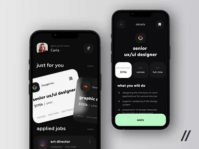 Job Search Mobile Ios App android animation app design app interaction cv dashboard design hr interaction interface ios job mobile mobile app mobile ui search template ui ux vacancies