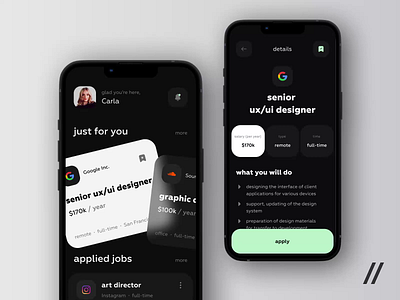 Job Search Mobile Ios App android animation app design app interaction cv dashboard design hr interaction interface ios job mobile mobile app mobile ui search template ui ux vacancies