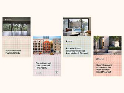 Pinered - Posters brandbook branding colorful grid identity identity system lego marketing messaging poster print realestate system tetris typography