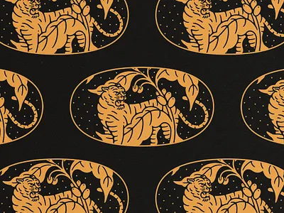 Chrome Yellow coffee hand drawn lockup plant tiger vintage workwear