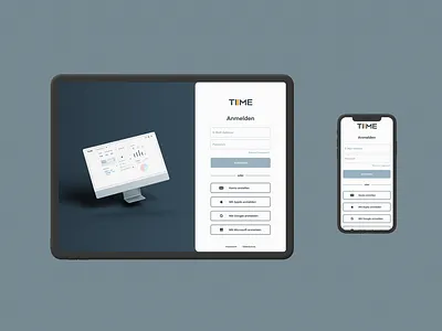 New log in area for TIIME clean log in responsive time tracking ui ux