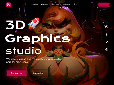 A killing 3D website concept ❤️‍🔥 3d animation character character design concept design girl graphic design halloween halloween design motion graphics ui ux web design website