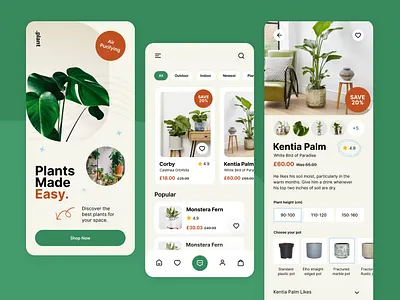 Plants Shop eCommerce Website e commerce ecommerce app mobile mobile design online shop plant app product page shop store front ui