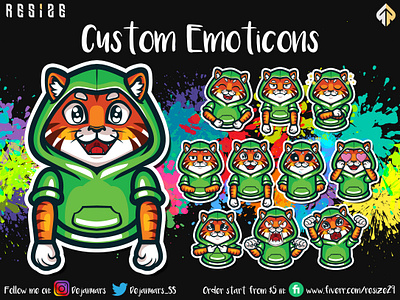 Tiger Hoodie Emoticon Concept🎨 (SOLD) cartoon chibi customemoji emoji emotes emoticon gamer gaming illustration illustrator logo mascot metaverse nft opensea sticker streamer twitch twitchemotes youtuber