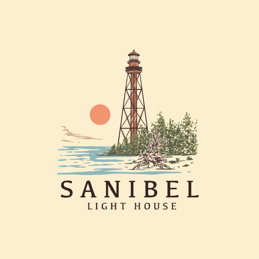 Sanibel Light House adventure art brand campfire camping camping design clothing design explore explore logo graphic design illustration logo national park nature logo nature tee outdoorapparel vintage design vintage illlustration