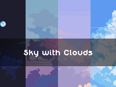 Free Sky with Clouds Background Pixel Art 2d art asset assets bacground backgrounds cloud clouds game game assets gamedev indie game parallax pixel pixelart pixelated seamless set sky