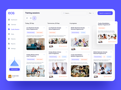 eos – Cardiac Rehab Dashboard appointment calendar cardio chart clean colorful dashboard doctor healthcare interaction management medecine medical minimal patient schedule training ui design ux design web design