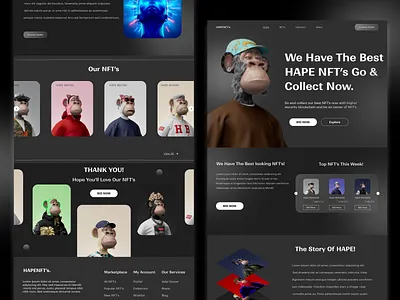 Hape NFT's - NFT Marketplace Website Design ape nft blockchain branding crypto cryptocurrency etherium hape nft art marketplace metaverse nft nft art nfts token ui ui ux ux wallet web 3.0 web design web ui