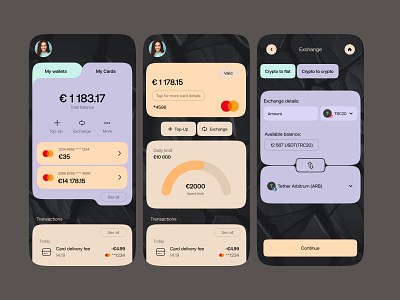 Crypto Wallet app application bitcoin blockchain btc crypto cryptocurrency exchange mobile mobile design ui ux wallet wen design