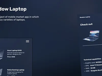 Shadow Laptop Shop - Mobile App app design ui ux