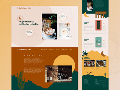 Coffee Shop website Ui Design coffee coffee shop ui coffee shop website coffeeshop website ui illustration illustration design illustration ui landing page retro design ui ui design user interface web ui