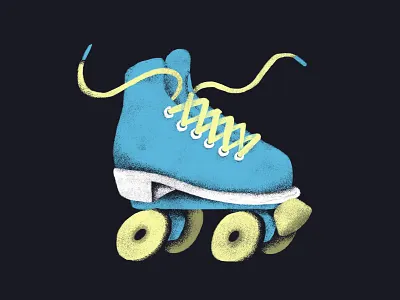 Rowdy Roller Skate blue boot dance fast footwear fun glide grain illustration impala inline laces quad retro roll roller rollerskate skate wheels yellow