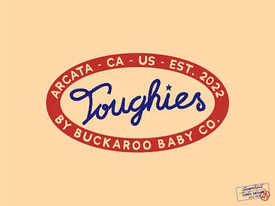 Toughies apparel baby brand identity california clean clothing design emblem fashion hand drawn hand lettering illustration kids lettering logo script simple typography vector visual identity