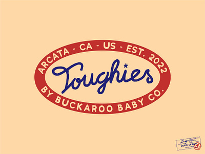 Toughies apparel baby brand identity california clean clothing design emblem fashion hand drawn hand lettering illustration kids lettering logo script simple typography vector visual identity