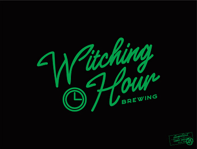 Witching Hour Brewing 99designs adobe illustrator beer label brand branding font graphic design hand drawn lettering logo logo design logo designer logotype retro script type typography vintage wordmark