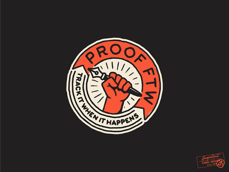 Proof FTW arm badge branding cartoon color creative doodle drawing emblem graphic design hand hand drawn illustrator logo project retro symbol vector vintage workers