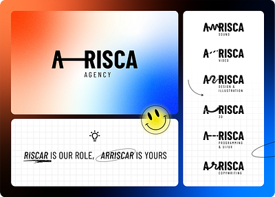 A-risca Branding – A Fictional Agency Experience branding creative agency graphic design landing page logo presentation slides visual identity webdesign website