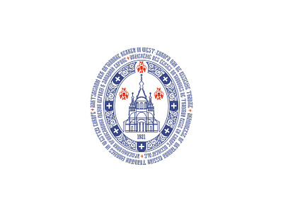 The Archdiocese of Russian Orthodox Churches in Western Europe badge branding church emblem graphic design hand drawn hand drawn illustrator lettering logo manuscript medieval nostalgic old world ornament traditional type typography vector vintage