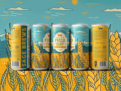 Field Day Can for Sage Brews beer branding california can design drink field illustration label landscape mountains nature outdoors package design packaging pilsner