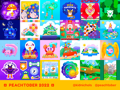 Peachtober22: Collage art prompts cartoon character design childrens illustration collage collection colorful creative cute design flat graphic design illustration illustrator inktober landscape layout peachtober texture vector