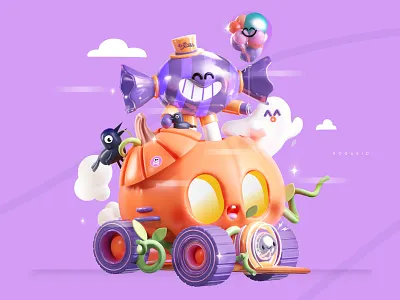 Kawaii Scare Machine 🎃👻 3d 3d art 3d halloween kawaii baloon birds kawaii boo candy character colors design ghost kawaii halloween kawaii illustration kawaii kawia logo machine kawaii pumpkin spooky ui