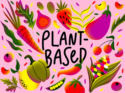 🌽🍋🍒Vegan Food Illustration🍓🌶️🥕 colorful design flat food food illustration gradient illustration illustration art spot illustration vector vegetable