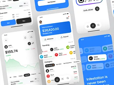 Finance Mobile App Design app app design bank barcode bitcoin clean crypto crypto app finance finance app financial investment app ios mobile app qr code ui ux