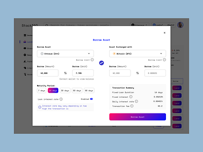 Borrow modal (StackDAO) design ui uiux ux