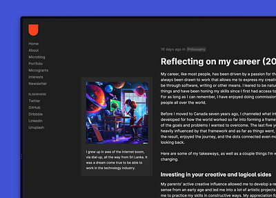 Personal website (dark mode) blog personal portfolio web design website