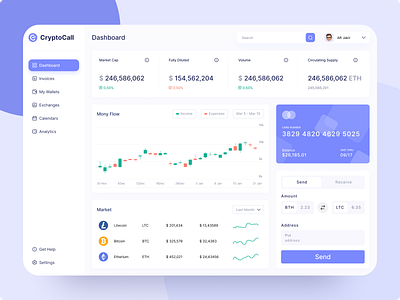 CryptoCall: Free Crypto Dashboard Template admin template blockchain coin crypto crypto dashboard dashboard design figma admin figma download figma freebies free figma download freebies illustration nft ui ui ux uikit