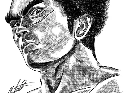 Kazuya Mishima (Tekken) Digital Ink anime design drawn game illustration ink kazuya smash smashbros tekken