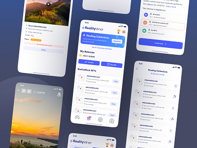 Reality Miner - NFT Mobile App Design animated screen bitcoin blockchain clean creative design crypto crypto app cryptocurrency design etf ethereum metaverse mockup modern app nft product trading ui uiux ux