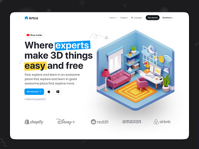 3D Hero web ui design 3d 3d illustration application blender blog branding design hero illustration landing page minimal product design ui ux vector web web design