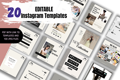 20 Editable Start Up/Business Instagram Templates branding canva instagram instagram templates new business social media templates start ups templates