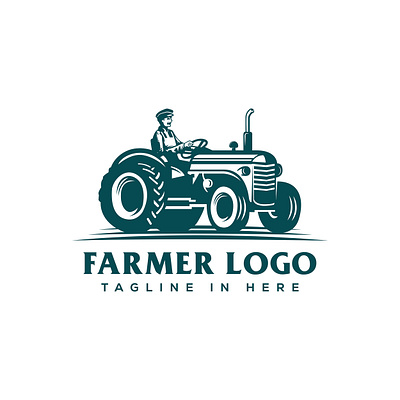 Farmer with tractor logo template branding design farm logo farmer graphic design icon illustration logo tractor tractor logo vector