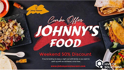 Discount Banner for Johnny's Food Designed By: Hive of Solutions banner branding food graphic design hiveofsolutions identity logo