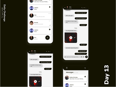 Messaging app ui adobe xd ai app app ui challenge daily challenge daily ui dailyui day 13 dm dribbble figma instagram message messaging ui