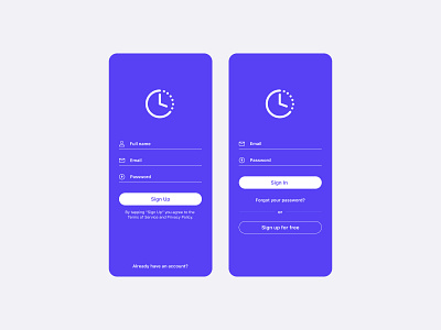 Time Managemet iOS - Sign Up / Sign In app branding colors design experience ios logo ui ux