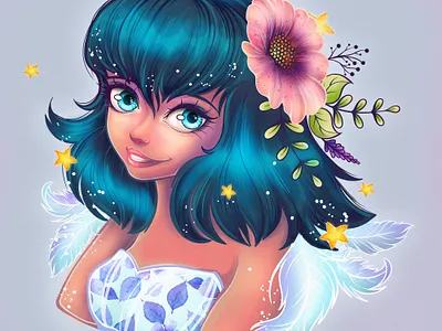 Swallow girl beautiful cartoon character coloring page concept cute digital art female flower game game girl girl illustration kawaii kids sweet woman