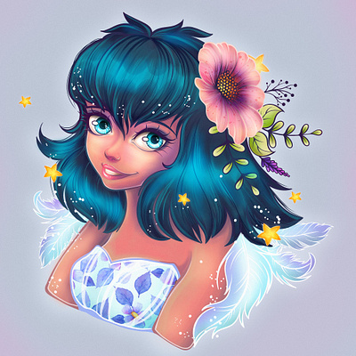 Swallow girl beautiful cartoon character coloring page concept cute digital art female flower game game girl girl illustration kawaii kids sweet woman