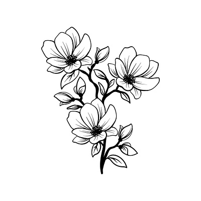 Cute flower art artwork botanical branch card design field floral flower herbal illustration plant sakura spring tattoo tree vegetation wild wood