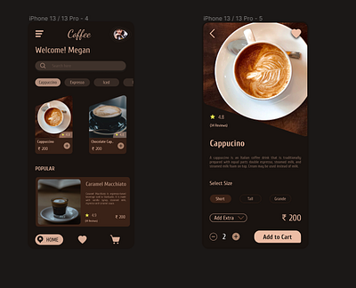 Coffee App design animation app branding coffee design graphic design illustration ui ux web design