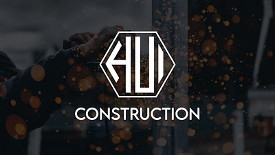 HUI Construction Logo brand identity